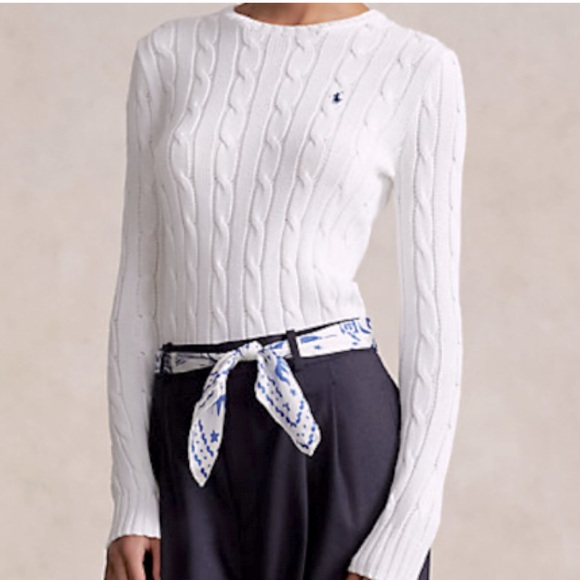 Ralph Lauren Sweaters - RALPH LAUREN CABLE-KNIT COTTON CREWNECK SWEATER.
